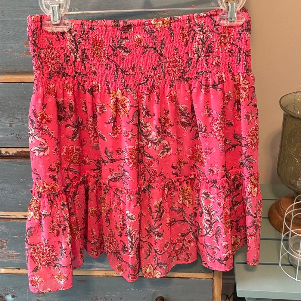 Joie Pink Floral A-Line Skirt, lined sz XS
